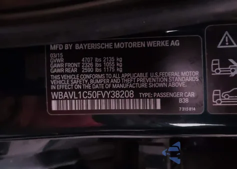 2015 BMW X1 xDrive28I from USA, damaged, VIN WBAVL1C50FVY38208